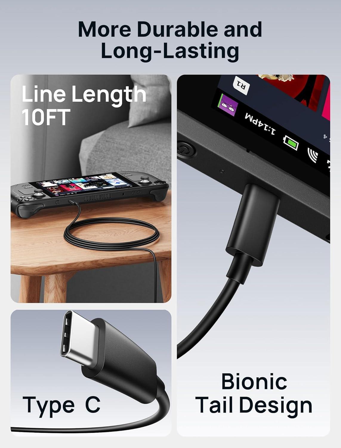 imageJSAUX 45W USB C Charger for Steam DeckOLED 5FT Cable Type C PD 30 45 Watt Fast Charging Compatible with Steam Deck SwitchOLED iPhone Air171615 Samsung S25 S24 S23 S22 Pixel iPad MacBook45 watt