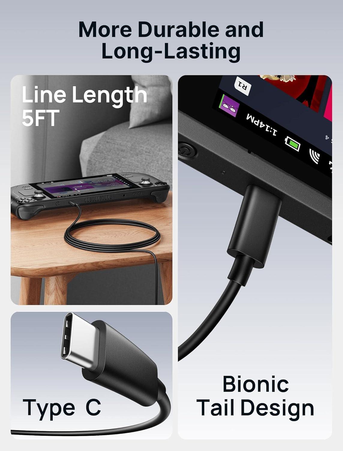 imageJSAUX 45W USB C Charger for Steam DeckOLED 5FT Cable Type C PD 30 45 Watt Fast Charging Compatible with Steam Deck SwitchOLED iPhone Air171615 Samsung S25 S24 S23 S22 Pixel iPad MacBook45 watt