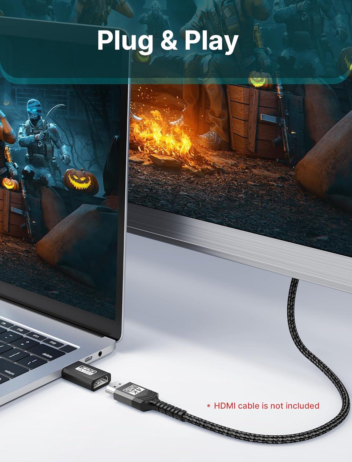 imageJSAUX 4K DisplayPort to HDMI Adapter 2Pack DP PC to HDMI Monitor Converter Video UHD 2K120Hz4K30 DP to HDTV Male to Female UniDirectional Adapter Compatible with Dell Lenovo HPGPU AMD GreyBlack