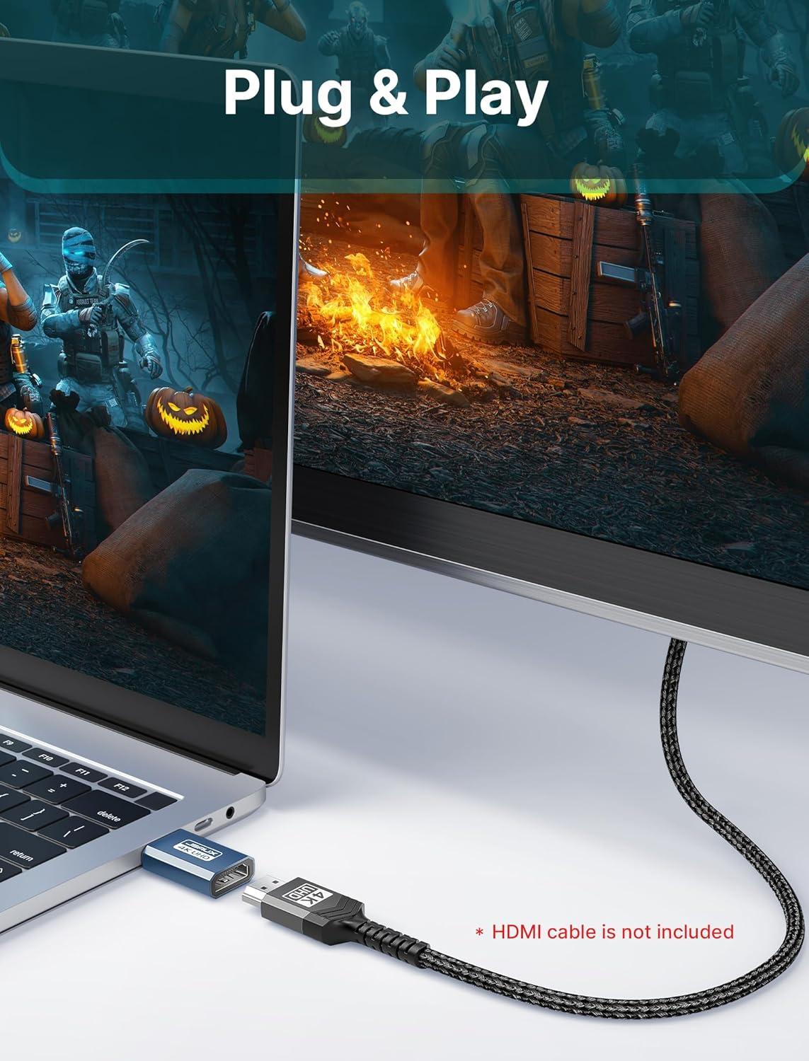 imageJSAUX 4K DisplayPort to HDMI Adapter 2Pack DP PC to HDMI Monitor Converter Video UHD 2K120Hz4K30 DP to HDTV Male to Female UniDirectional Adapter Compatible with Dell Lenovo HPGPU AMD GreyBlue