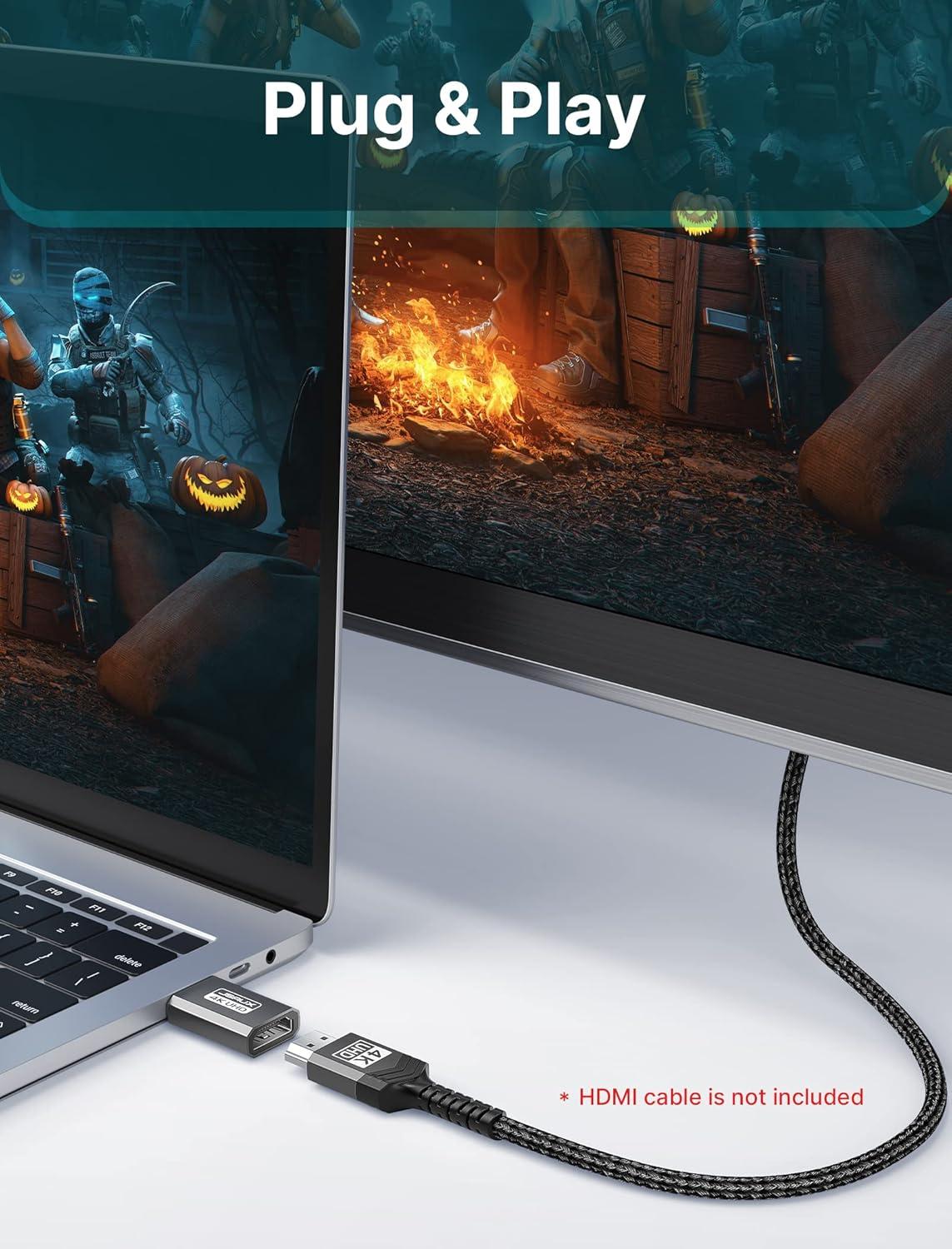 imageJSAUX 4K DisplayPort to HDMI Adapter 2Pack DP PC to HDMI Monitor Converter Video UHD 2K120Hz4K30 DP to HDTV Male to Female UniDirectional Adapter Compatible with Dell Lenovo HPGPU AMD GreyGrey