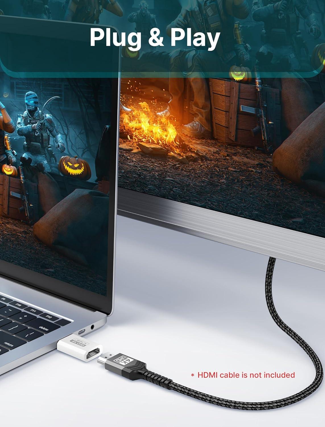 imageJSAUX 4K DisplayPort to HDMI Adapter 2Pack DP PC to HDMI Monitor Converter Video UHD 2K120Hz4K30 DP to HDTV Male to Female UniDirectional Adapter Compatible with Dell Lenovo HPGPU AMD GreyWhite