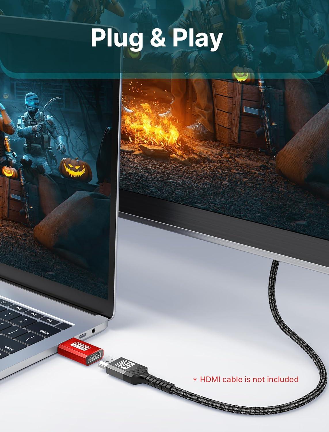 imageJSAUX 4K DisplayPort to HDMI Adapter 2Pack DP PC to HDMI Monitor Converter Video UHD 2K120Hz4K30 DP to HDTV Male to Female UniDirectional Adapter Compatible with Dell Lenovo HPGPU AMD GreyRed