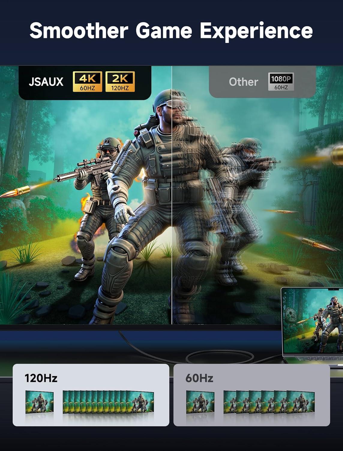 imageJSAUX 4K DisplayPort to HDMI Cable Adapter 10FT DP to HDMI Male Video UHD 4K30Hz2K601080P120 Nylon DP to HDTV UniDirectional Cord for Dell Projector Desktop AMD NVIDIA Lenovo HP ThinkPadBlack