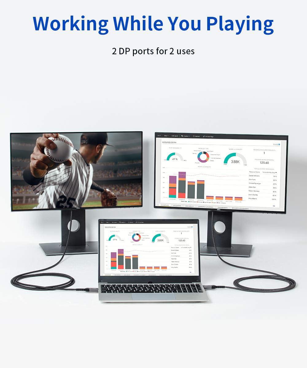 imageJSAUX 4K DisplayPort to HDMI Cable Adapter 10FT DP to HDMI Male Video UHD 4K30Hz2K601080P120 Nylon DP to HDTV UniDirectional Cord for Dell Projector Desktop AMD NVIDIA Lenovo HP ThinkPadBlack