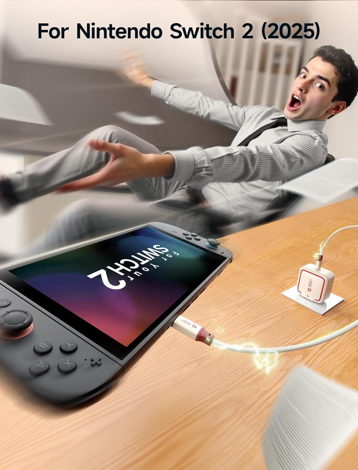 imageJSAUX 65W USB C Charger for Nintendo Switch 2 Powers in TV Mode with EUUK Plug ampamp 66FT Cable GaN PD Fast Charging for ROG Xbox Ally Steam Deck ROG Ally iPhone 17 Tablet ampamp Laptop  BlueampampOrangeOffWhite