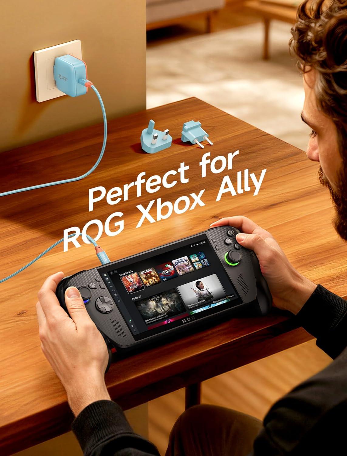 imageJSAUX 65W USB C Charger for Nintendo Switch 2 Powers in TV Mode with EUUK Plug ampamp 66FT Cable GaN PD Fast Charging for ROG Xbox Ally Steam Deck ROG Ally iPhone 17 Tablet ampamp Laptop  BlueampampOrangeBlueOrange