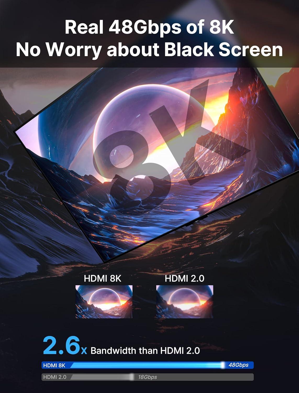 imageJSAUX 8K Certified HDMI 21 Cable 10FT HDMI Cord 8K60Hz 7680x4320 4K120Hz Supports 48Gbps eARC HDR10 HDCP 22 ampamp 23 3D Compatible with PS5 PS4 XBox Series X LGRed