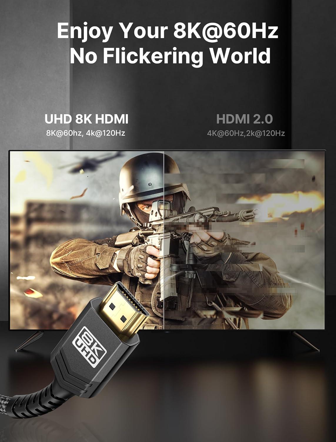 imageJSAUX 8K Certified HDMI 21 Cable 10FT HDMI Cord 8K60Hz 7680x4320 4K120Hz Supports 48Gbps eARC HDR10 HDCP 22 ampamp 23 3D Compatible with PS5 PS4 XBox Series X LGBlack