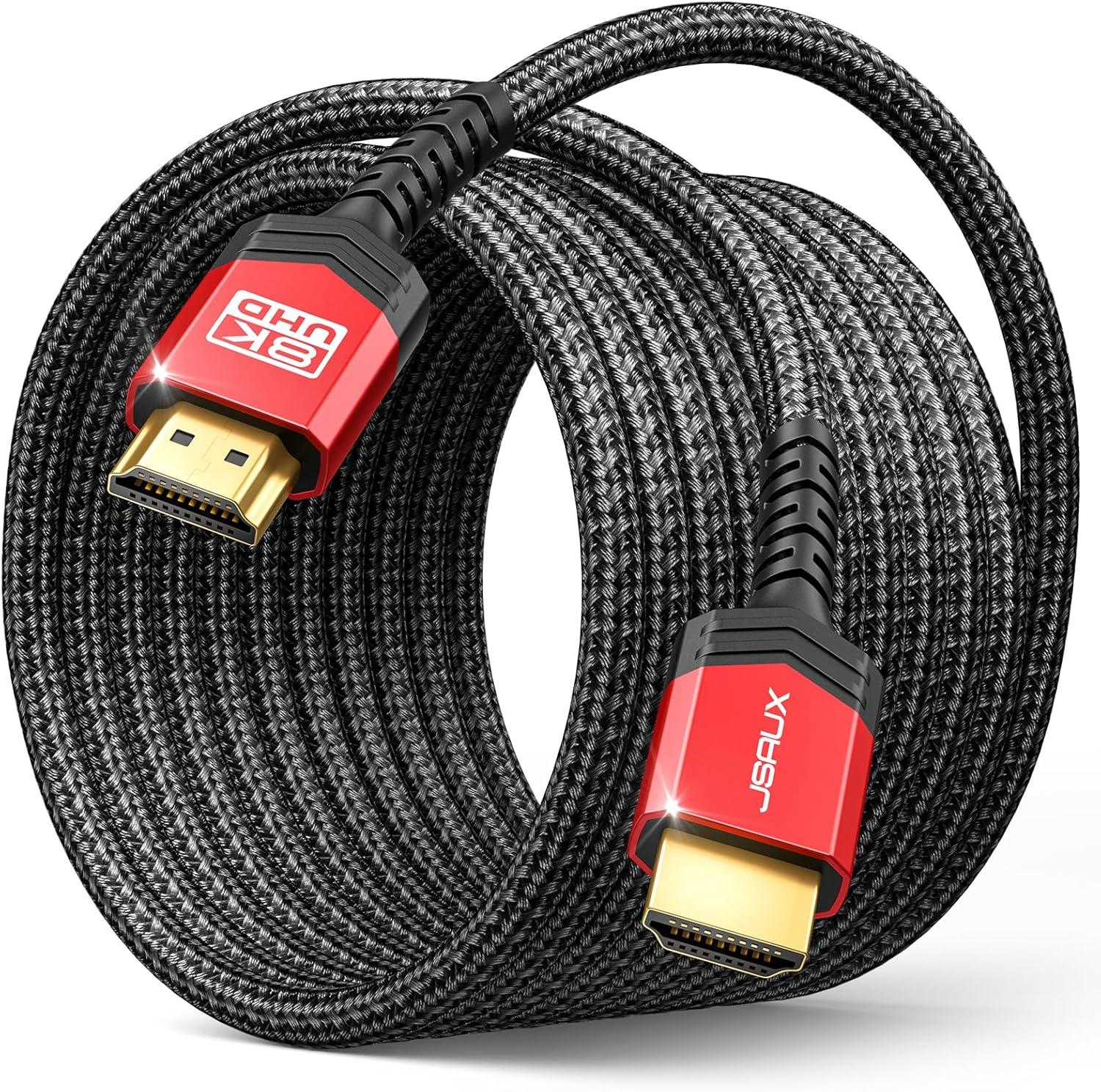 imageJSAUX 8K Certified HDMI 21 Cable 10FT HDMI Cord 8K60Hz 7680x4320 4K120Hz Supports 48Gbps eARC HDR10 HDCP 22 ampamp 23 3D Compatible with PS5 PS4 XBox Series X LGRed