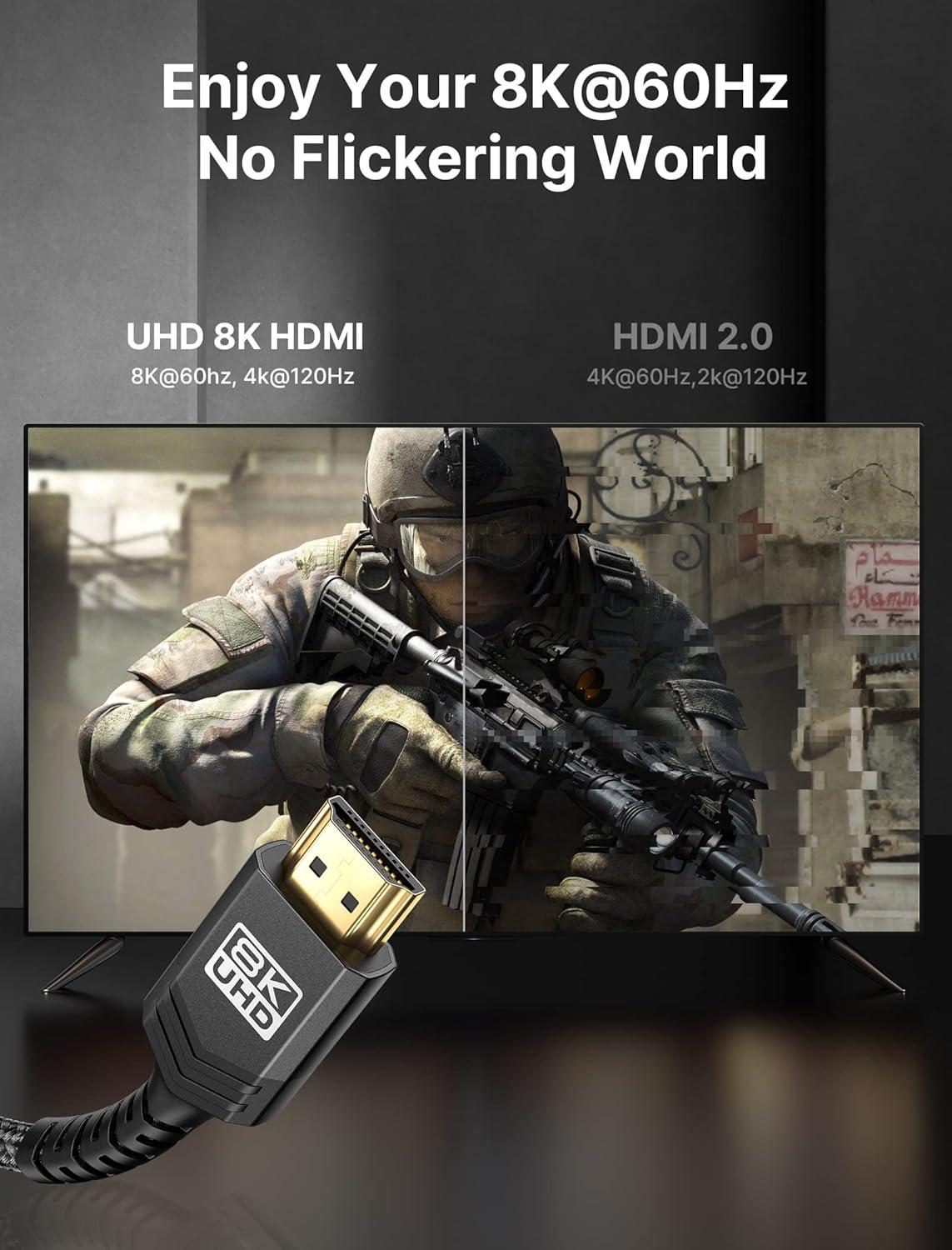 imageJSAUX 8K Certified HDMI 21 Cable 10FT HDMI Cord 8K60Hz 7680x4320 4K120Hz Supports 48Gbps eARC HDR10 HDCP 22 ampamp 23 3D Compatible with PS5 PS4 XBox Series X LGBlack