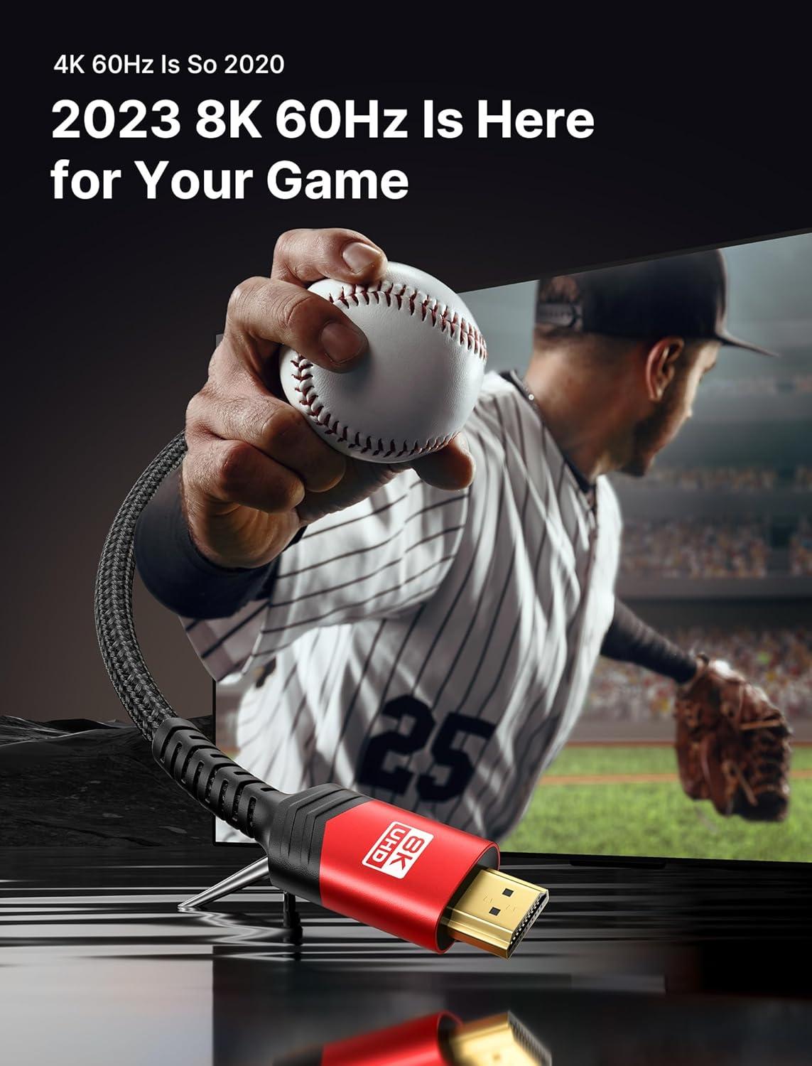 imageJSAUX 8K Certified HDMI 21 Cable 10FT HDMI Cord 8K60Hz 7680x4320 4K120Hz Supports 48Gbps eARC HDR10 HDCP 22 ampamp 23 3D Compatible with PS5 PS4 XBox Series X LGRed