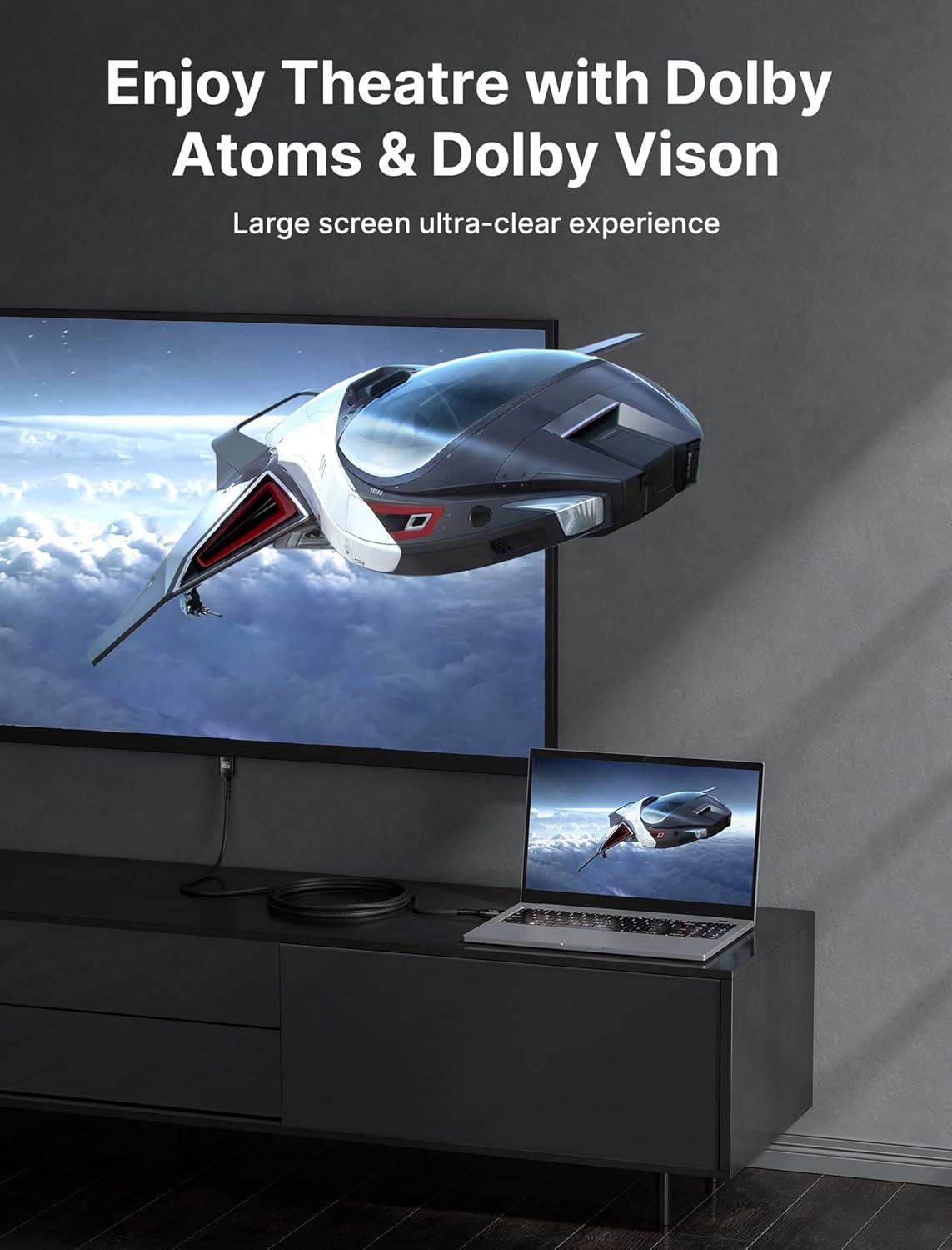 imageJSAUX 8K Certified HDMI 21 Cable 10FT HDMI Cord 8K60Hz 7680x4320 4K120Hz Supports 48Gbps eARC HDR10 HDCP 22 ampamp 23 3D Compatible with PS5 PS4 XBox Series X LGBlack