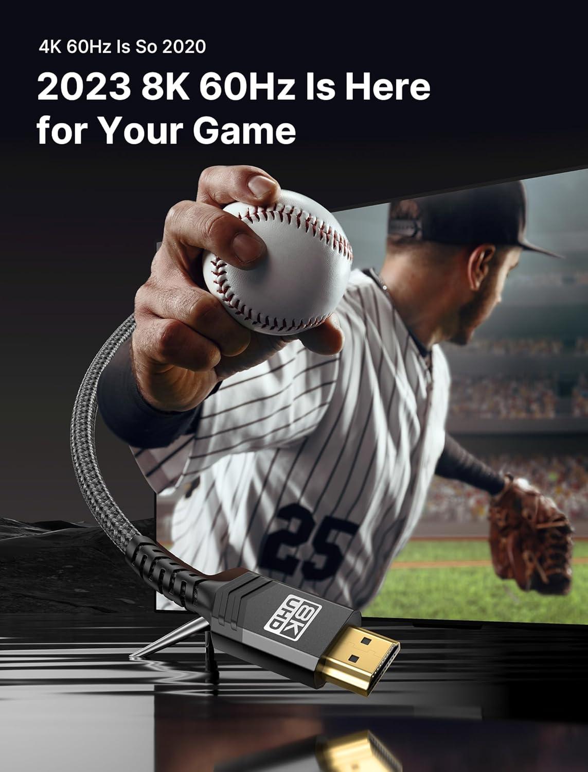 imageJSAUX 8K Certified HDMI 21 Cable 10FT HDMI Cord 8K60Hz 7680x4320 4K120Hz Supports 48Gbps eARC HDR10 HDCP 22 ampamp 23 3D Compatible with PS5 PS4 XBox Series X LGBlack