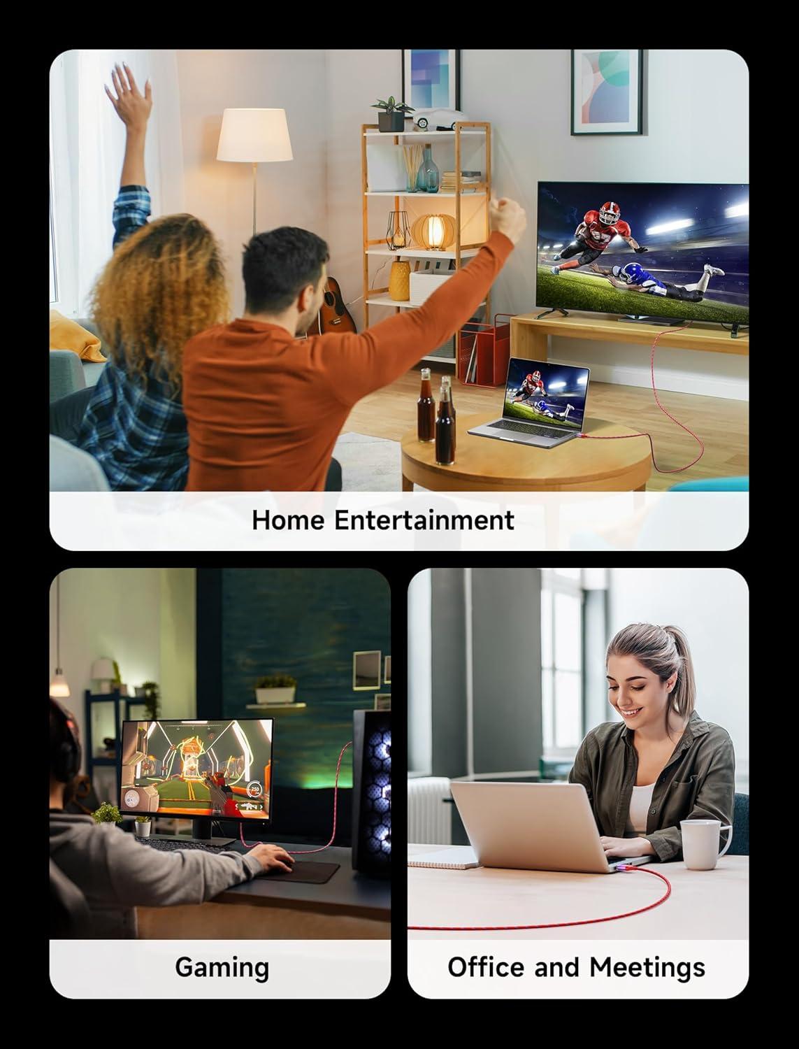 imageJSAUX 8K Certified HDMI 21 Cable 10FT HDMI Cord 8K60Hz 7680x4320 4K120Hz Supports 48Gbps eARC HDR10 HDCP 22 ampamp 23 3D Compatible with PS5 PS4 XBox Series X LGMulticolored