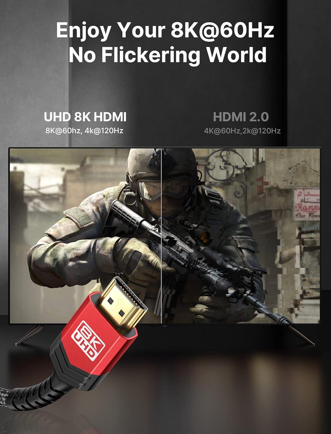 imageJSAUX 8K Certified HDMI 21 Cable 10FT HDMI Cord 8K60Hz 7680x4320 4K120Hz Supports 48Gbps eARC HDR10 HDCP 22 ampamp 23 3D Compatible with PS5 PS4 XBox Series X LGBlack