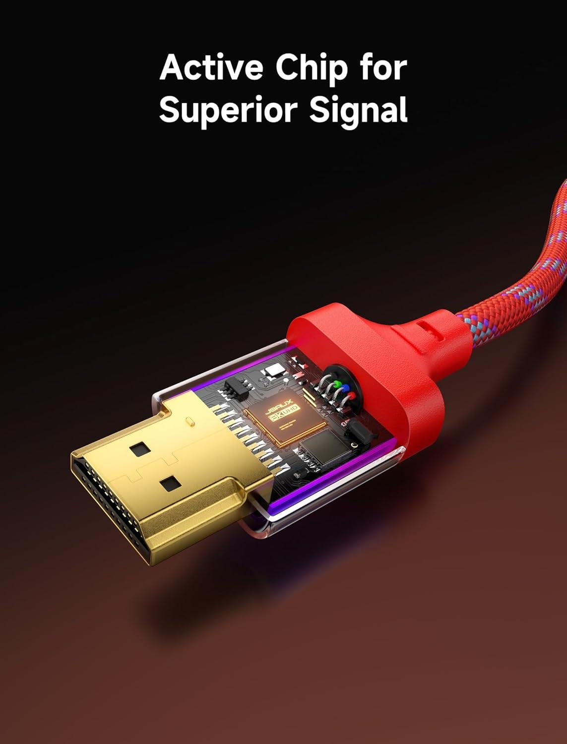 imageJSAUX 8K Certified HDMI 21 Cable 10FT HDMI Cord 8K60Hz 7680x4320 4K120Hz Supports 48Gbps eARC HDR10 HDCP 22 ampamp 23 3D Compatible with PS5 PS4 XBox Series X LGMulticolored