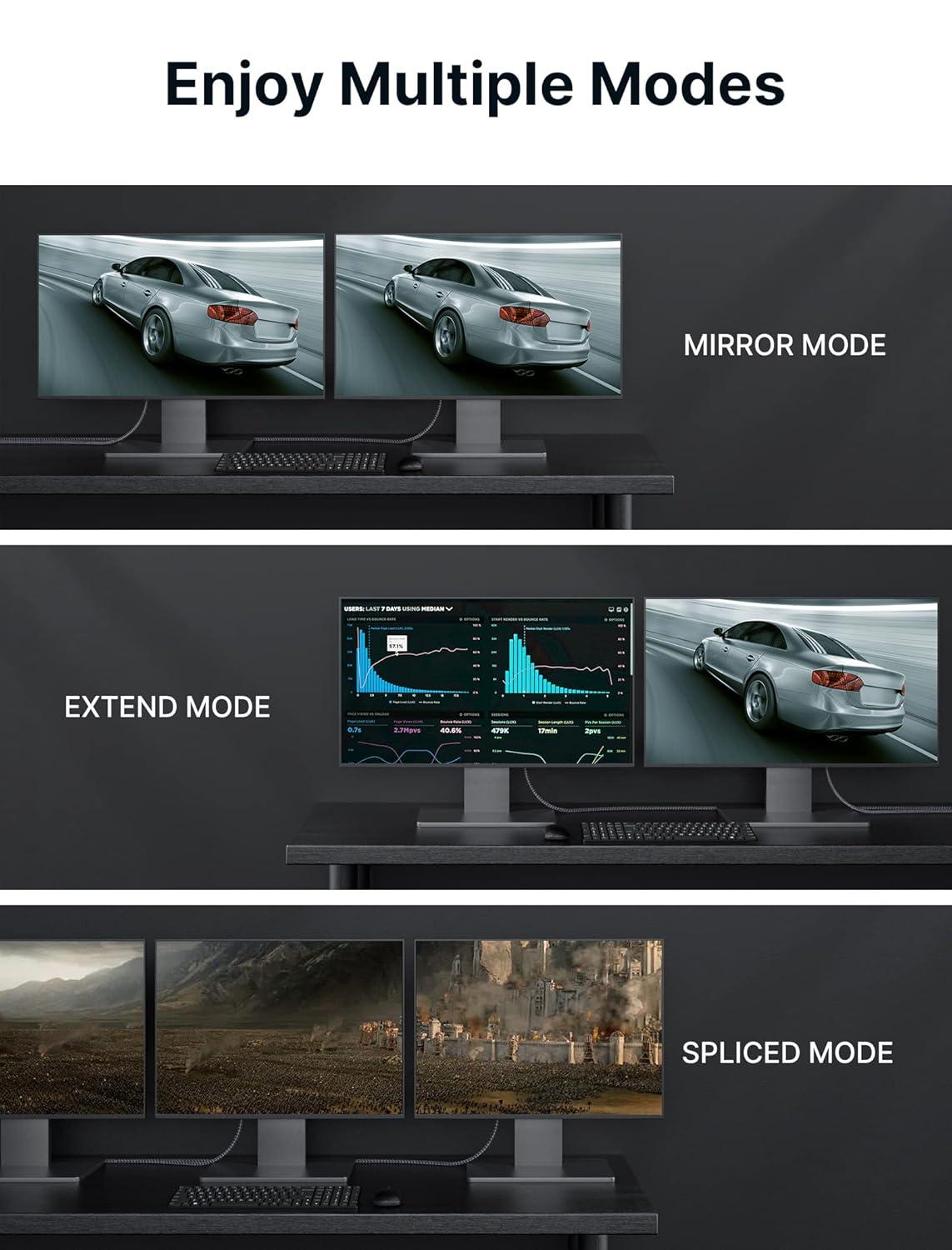 imageJSAUX 8K Displayport Cable 14 DP to DP Cable 66ft8K60Hz 2K240Hz 4K144Hz 324Gbps Compatible with Gaming Laptop TV PC Computer MonitorRedGrey