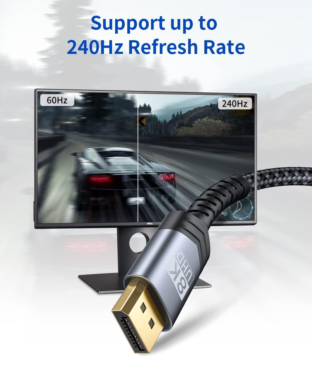 imageJSAUX 8K Displayport Cable 14 DP to DP Cable 66ft8K60Hz 2K240Hz 4K144Hz 324Gbps Compatible with Gaming Laptop TV PC Computer MonitorRedGrey
