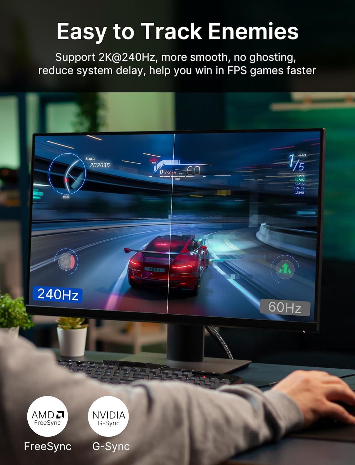 imageJSAUX 8K Displayport Cable 14 DP to DP Cable 66ft8K60Hz 2K240Hz 4K144Hz 324Gbps Compatible with Gaming Laptop TV PC Computer MonitorRedRed