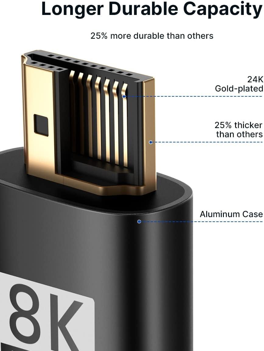 imageJSAUX 8K HDMI Cable 21 2 Pack 6ft 48Gbps Ultra High Speed HDMI Cable Braided Cord 4K144Hz 4K120Hz 8K60Hz HDCP 22ampamp23 HDR 10 eARC ARC Compatible with Switch 2PS5LaptopMonitorHDTVRedBlack