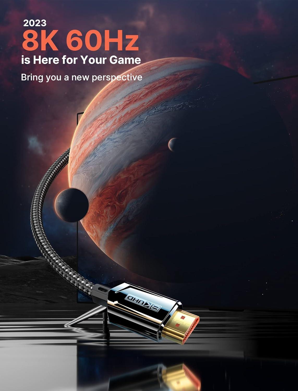 imageJSAUX 8K60Hz HDMI Long Cable 16FT 48Gbps HDMI 21 Ultra High Speed HDMI Cable 8K60Hz 4K144Hz HDMI Cord eARC HDR10 HDCP 22 ampamp 23 3D Compatible with PS5HDTVXboxRoku TVMonitorBluray1