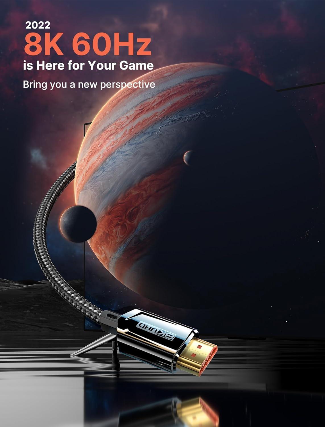 imageJSAUX 8K60Hz HDMI Long Cable 16FT 48Gbps HDMI 21 Ultra High Speed HDMI Cable 8K60Hz 4K144Hz HDMI Cord eARC HDR10 HDCP 22 ampamp 23 3D Compatible with PS5HDTVXboxRoku TVMonitorBluray1