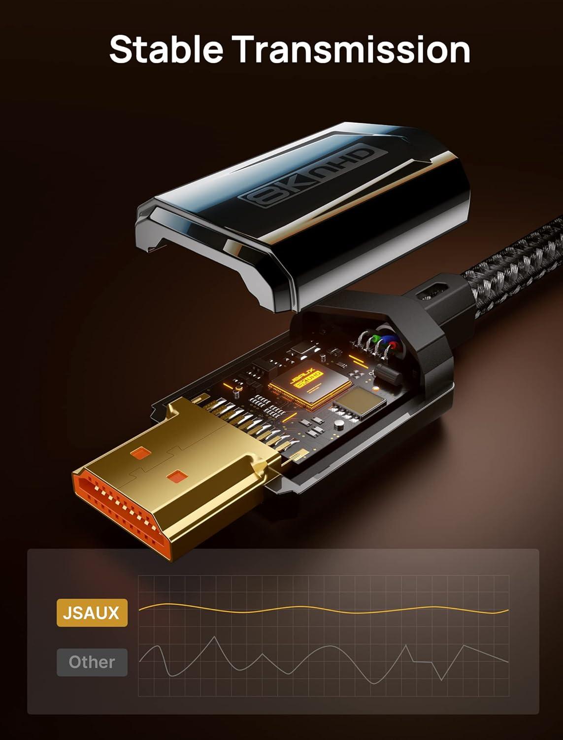 imageJSAUX 8K60Hz HDMI Long Cable 16FT 48Gbps HDMI 21 Ultra High Speed HDMI Cable 8K60Hz 4K144Hz HDMI Cord eARC HDR10 HDCP 22 ampamp 23 3D Compatible with PS5HDTVXboxRoku TVMonitorBluray1