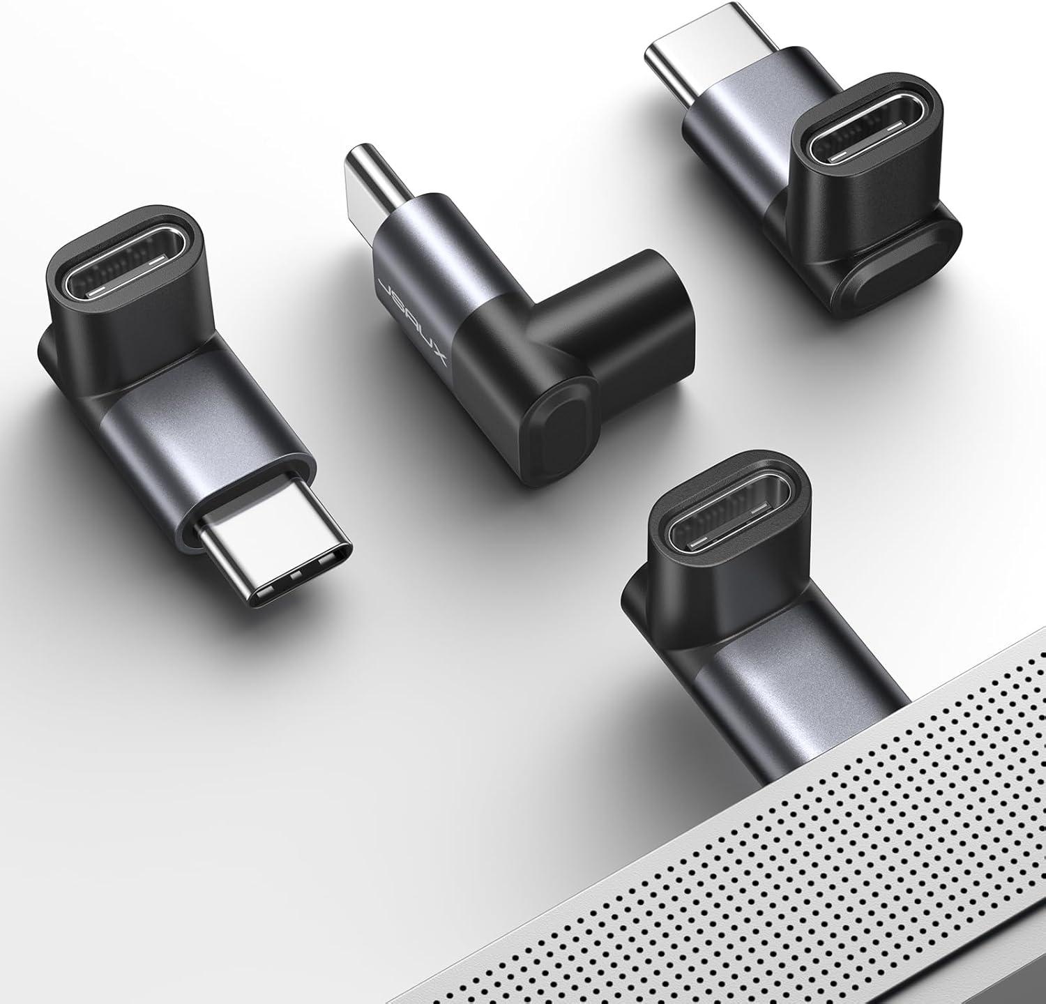 imageJSAUX 90 Degree USB C to USB C Adapter 2Pack 100W 40Gbps Data Transfer Right Angle TypeC Adapter for Steam Deck Switch 2 ROG Ally iPhone Air iPhone 151617 Series and More USBC Devices  GreyGrey