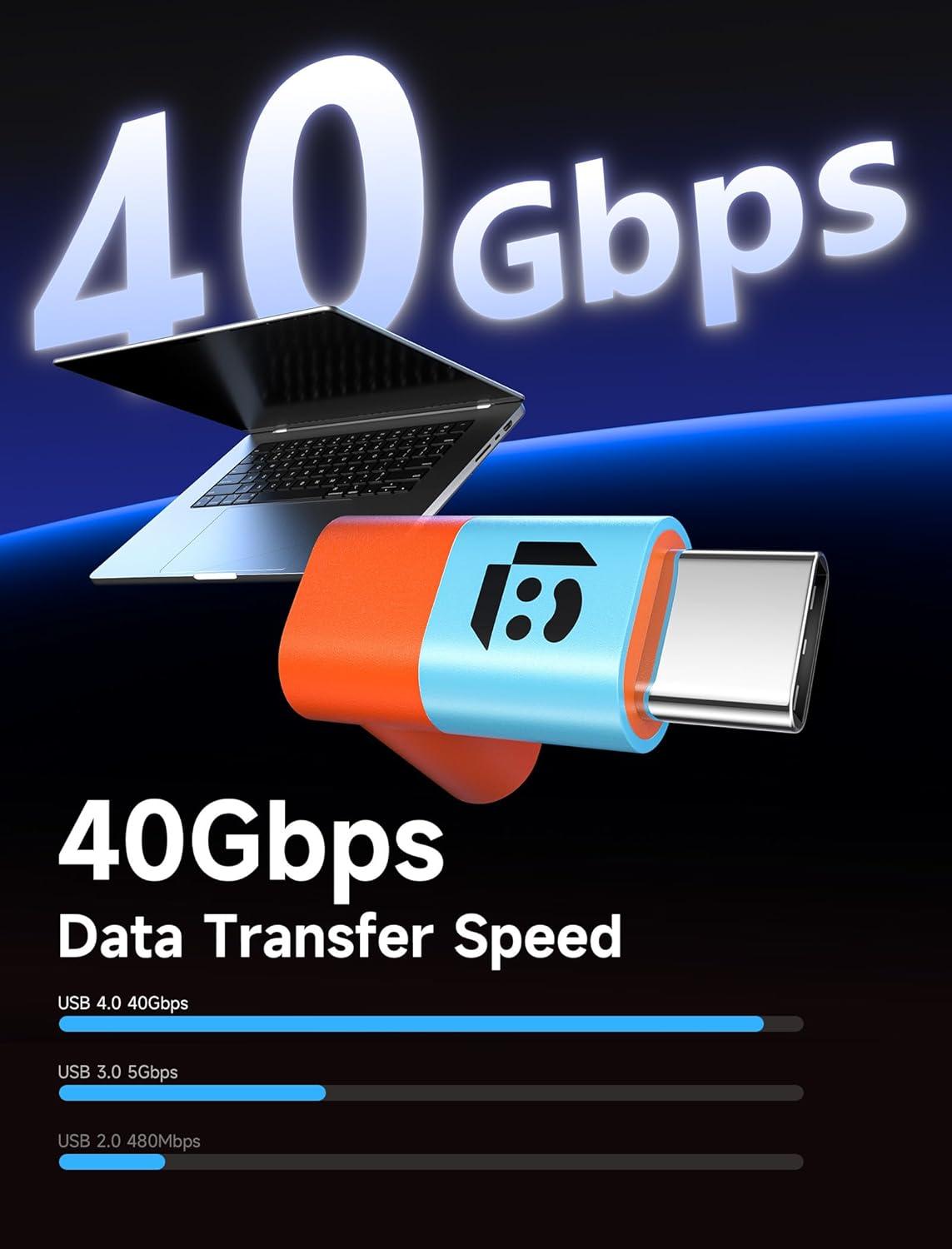 imageJSAUX 90 Degree USB C to USB C Adapter 2Pack 100W 40Gbps Data Transfer Right Angle TypeC Adapter for Steam Deck Switch 2 ROG Ally iPhone Air iPhone 151617 Series and More USBC Devices  GreyBlueOrange