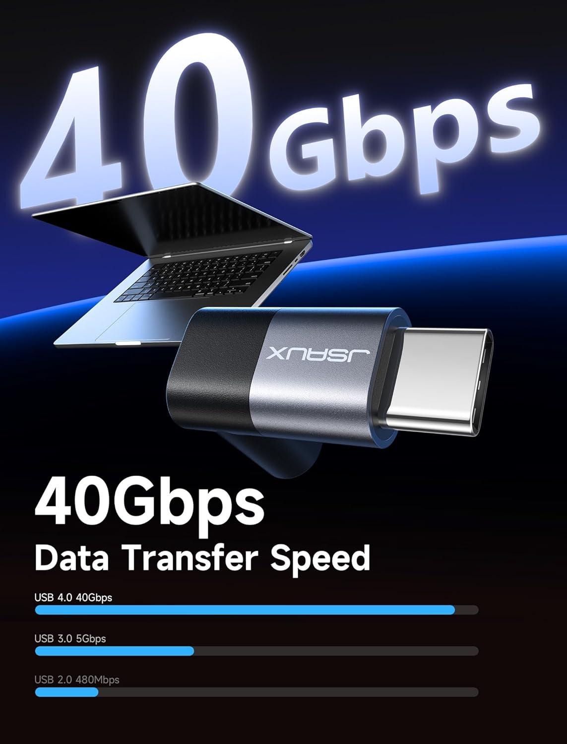 imageJSAUX 90 Degree USB C to USB C Adapter 2Pack 100W 40Gbps Data Transfer Right Angle TypeC Adapter for Steam Deck Switch 2 ROG Ally iPhone Air iPhone 151617 Series and More USBC Devices  GreyGrey