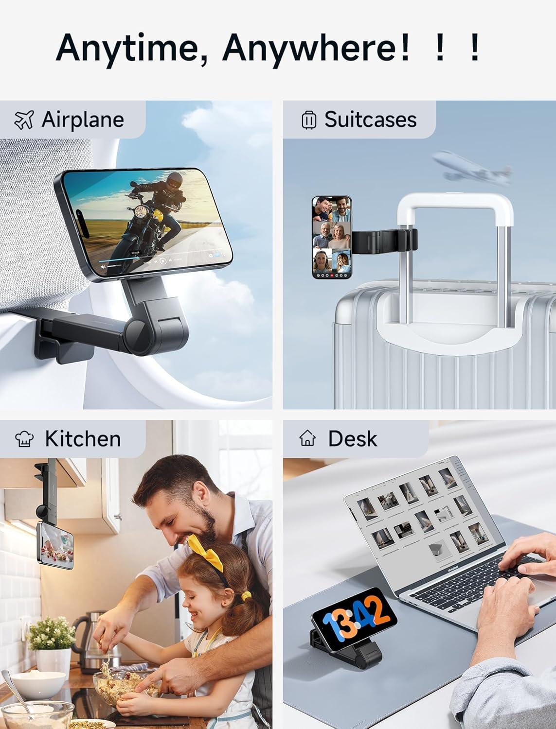 imageJSAUX Airplane Phone Holder Mount Travel Essentials for Magsafe Accessories Magnetic Plane Phone Holder Travel Accessories Must Haves for Airplane for iPhone 1615141312Black