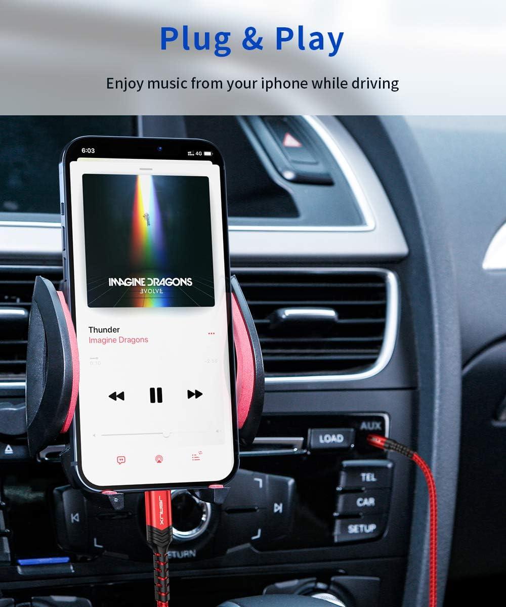 imageJSAUX Apple MFi Certified Lightning to 35mm Audio Cable 6FT AUX Cord for iPhone Headphones Jack Compatible with iPhone 1414 Plus14Pro1313 Pro Max1212 Pro11 ProXXSXR8Car StereoRedRed