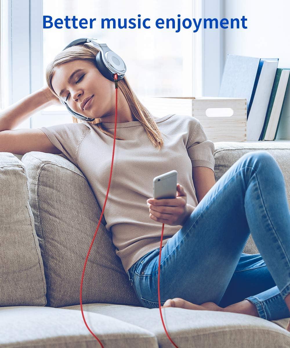 imageJSAUX Apple MFi Certified Lightning to 35mm Audio Cable 6FT AUX Cord for iPhone Headphones Jack Compatible with iPhone 1414 Plus14Pro1313 Pro Max1212 Pro11 ProXXSXR8Car StereoRedRed