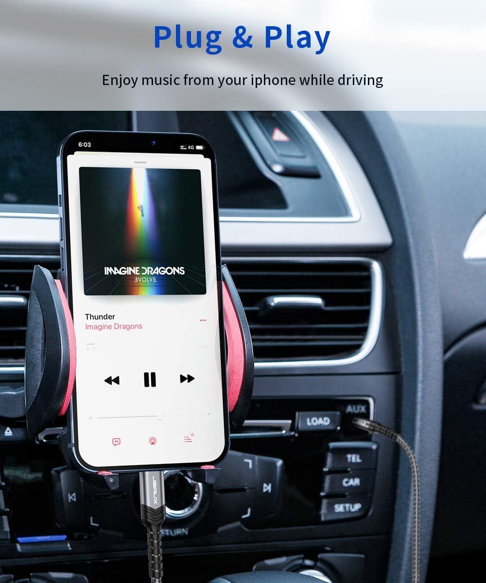 imageJSAUX Apple MFi Certified Lightning to 35mm Audio Cable 6FT AUX Cord for iPhone Headphones Jack Compatible with iPhone 1414 Plus14Pro1313 Pro Max1212 Pro11 ProXXSXR8Car StereoRedGrey