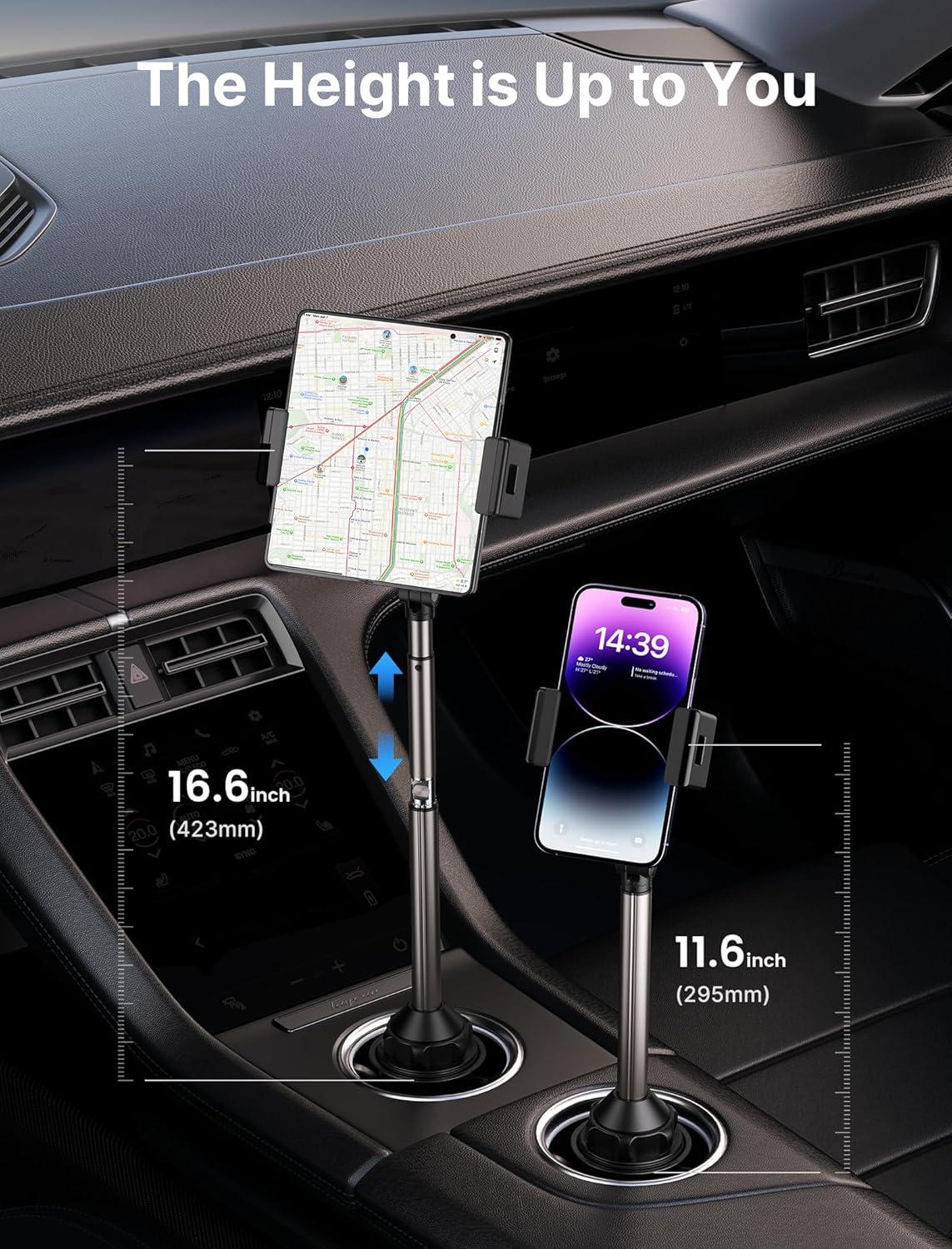 imageJSAUX Car Cup Holder Cellphone Mount Metal LongArm Ultra Stable Phone Holder for Car Cupholders  Adjustable for iPhone 16 15 Pro Max 13 12 11 Samsung Galaxy S24 S23 Ultra Google Pixel 9 ProFlexMount