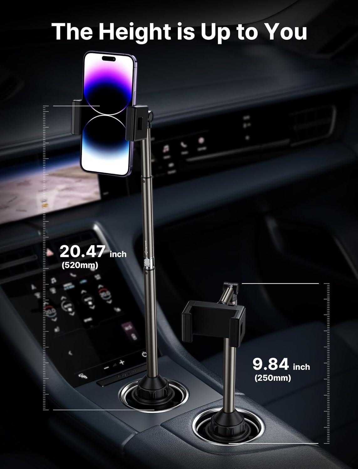 imageJSAUX Car Cup Holder Cellphone Mount Metal LongArm Ultra Stable Phone Holder for Car Cupholders  Adjustable for iPhone 16 15 Pro Max 13 12 11 Samsung Galaxy S24 S23 Ultra Google Pixel 9 ProClipMount