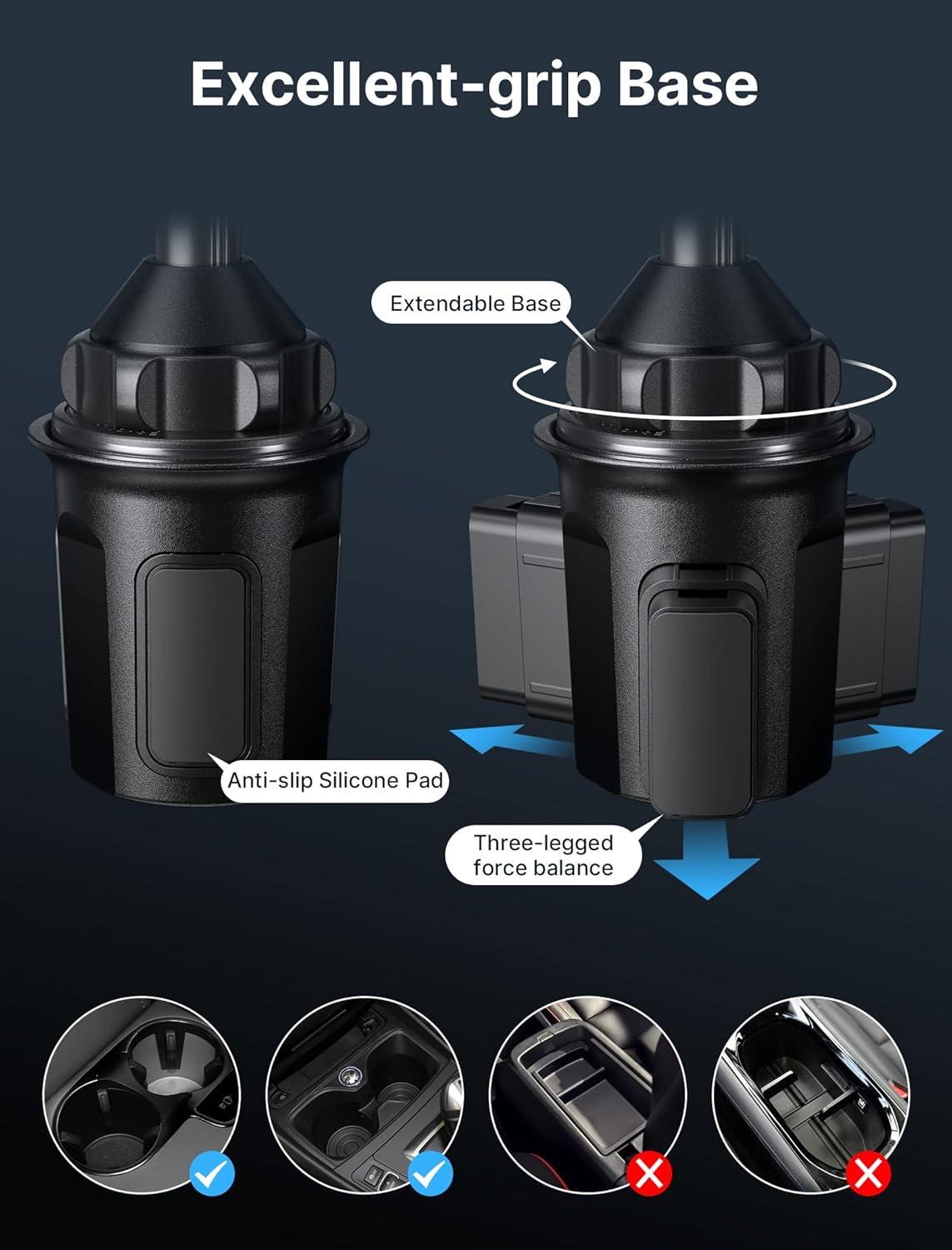 imageJSAUX Car Cup Holder Cellphone Mount Metal LongArm Ultra Stable Phone Holder for Car Cupholders  Adjustable for iPhone 16 15 Pro Max 13 12 11 Samsung Galaxy S24 S23 Ultra Google Pixel 9 ProClipMount