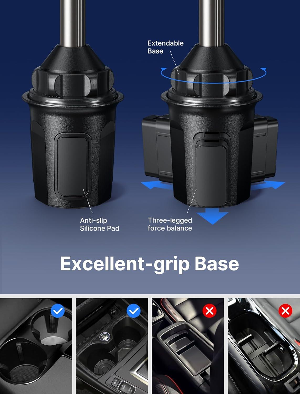 imageJSAUX Car Cup Holder Cellphone Mount Metal LongArm Ultra Stable Phone Holder for Car Cupholders  Adjustable for iPhone 16 15 Pro Max 13 12 11 Samsung Galaxy S24 S23 Ultra Google Pixel 9 ProFlexMount