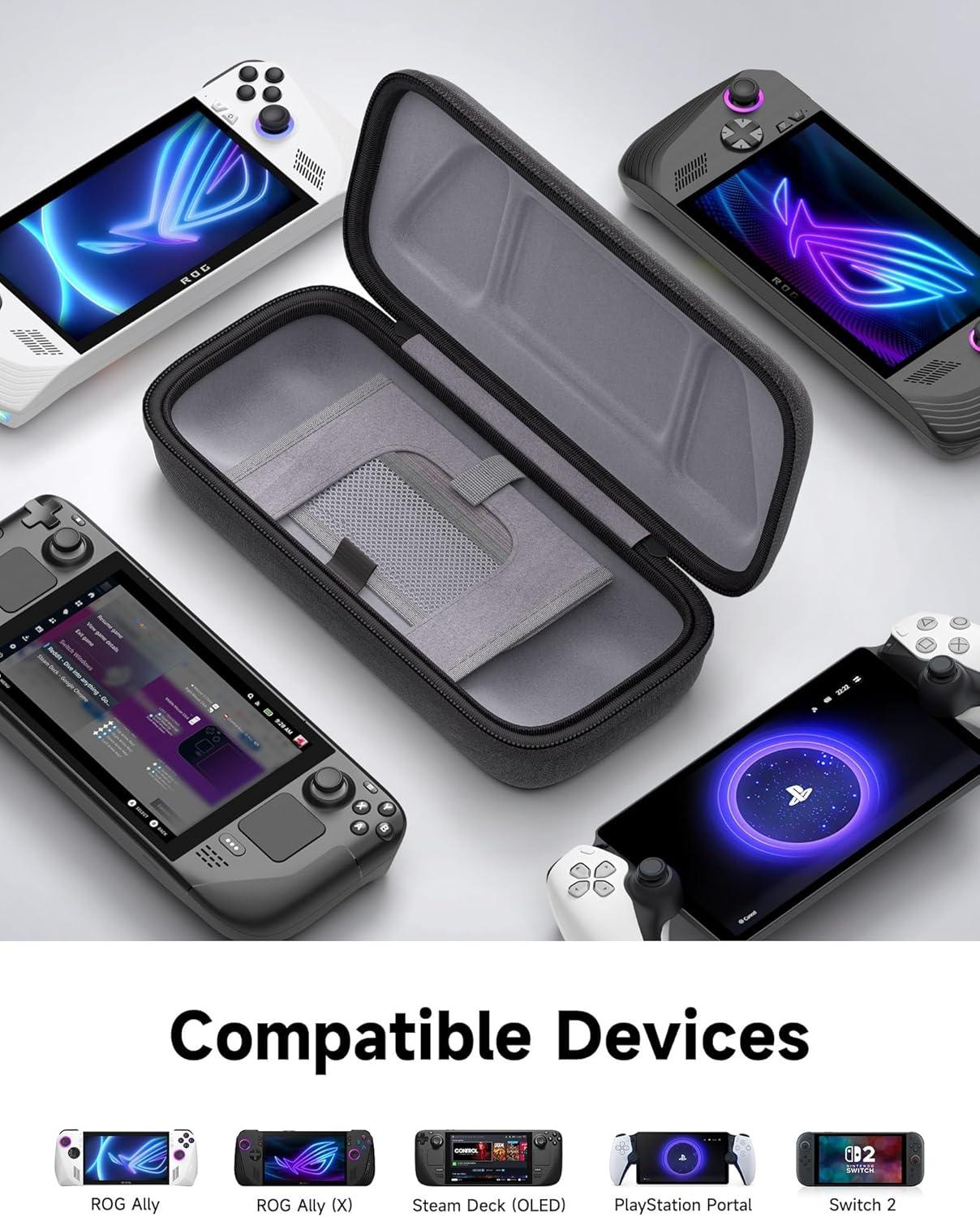 imageJSAUX Carrying Case Compatible with Steam DeckROG Ally Protective Hard Shell Carry Case Builtin Charger ampamp Docking Station Storage Portable Travel Bag for Steam Deck OLEDROG Ally X