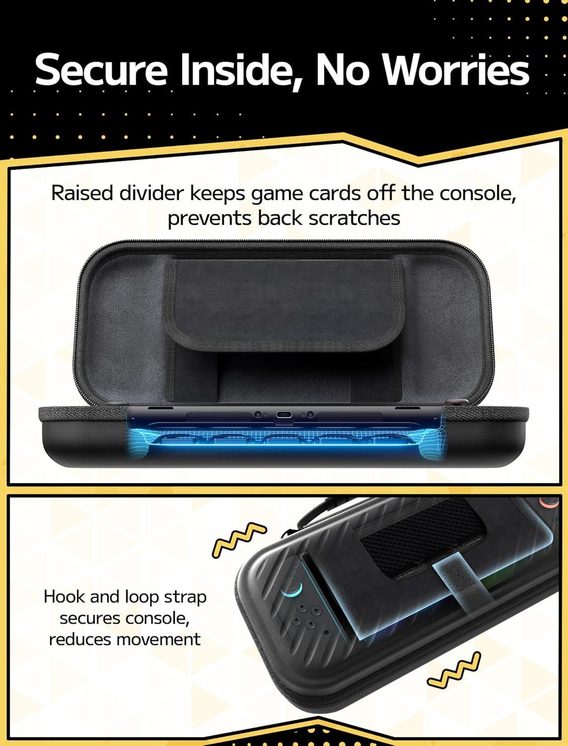 imageJSAUX Carrying Case for Nintendo Switch 2 Protective Hard Shell Case with 15 Game Card Slots Portable Travel Bag for Switch 2 Console and Accessories BlackBlack