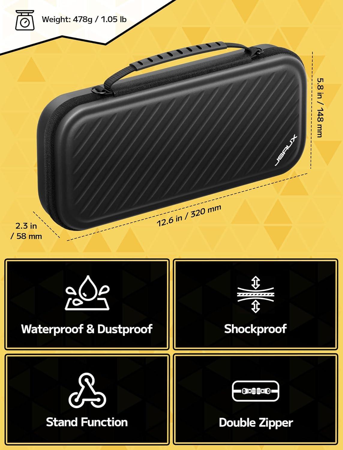 imageJSAUX Carrying Case for Nintendo Switch 2 Protective Hard Shell Case with 15 Game Card Slots Portable Travel Bag for Switch 2 Console and Accessories BlackBlack