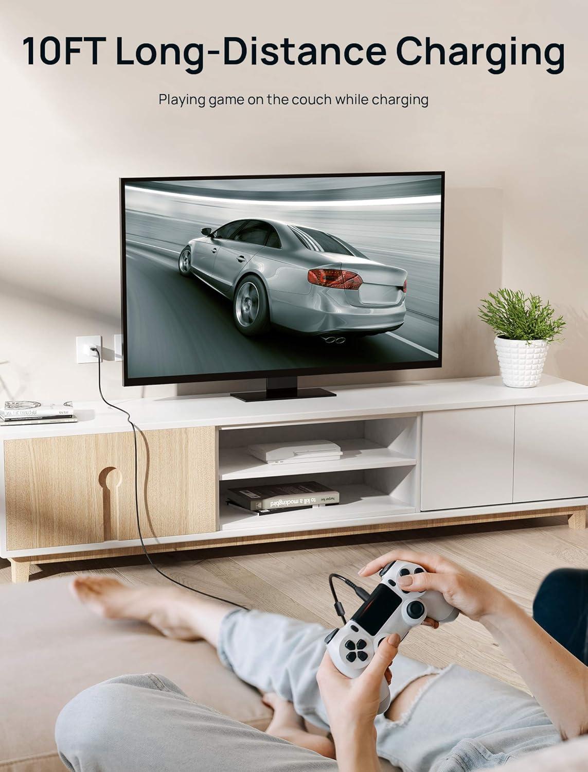 imageJSAUX Charging Cable for PS5 Controller 10FT USB C AntiInterference Magnetic Ring Fast Charger Cord for PS5 DualSense ControllerXBox Series XSSwitch 2 ProLite ControllerSteam Deck