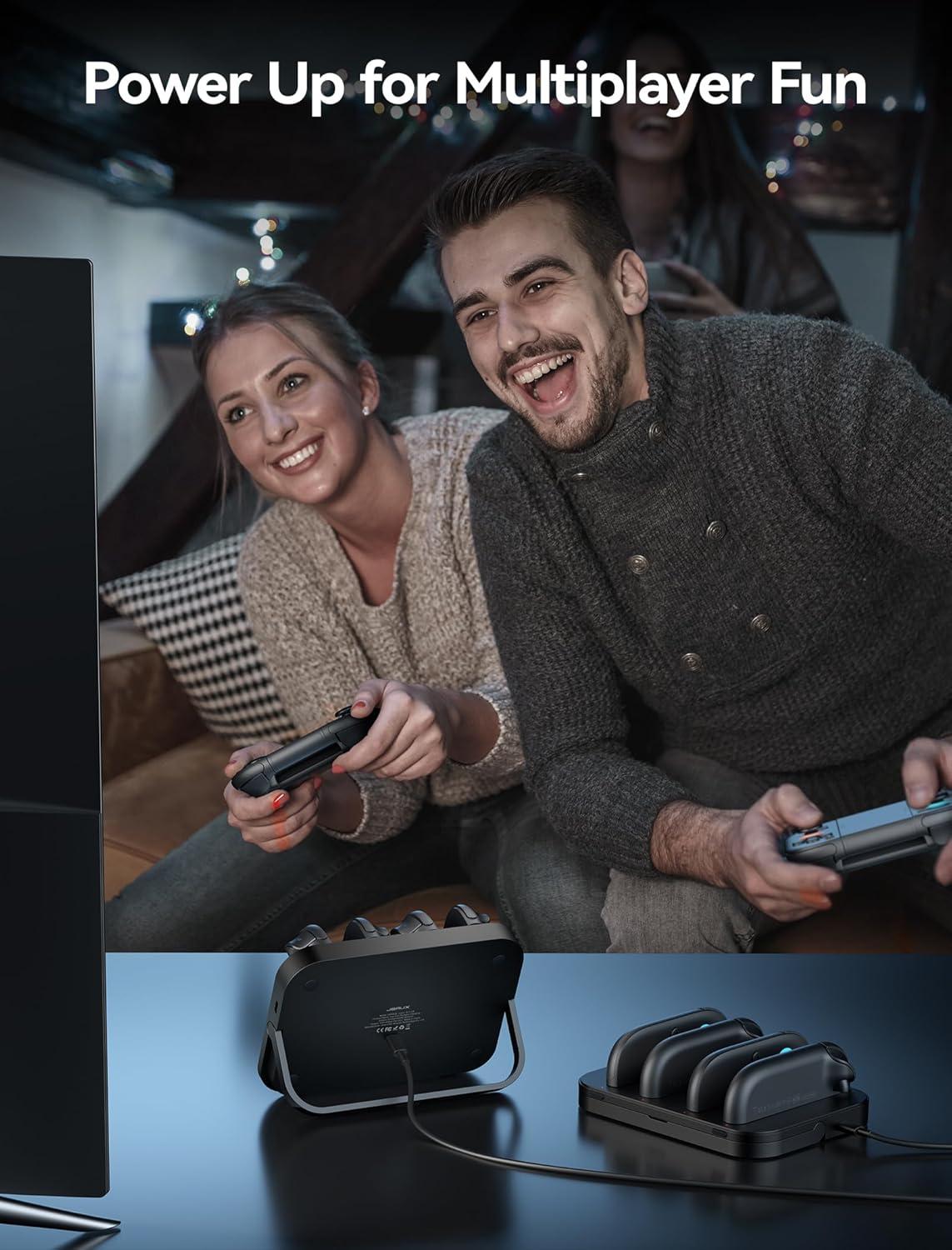 imageJSAUX Controller Charger for Nintendo Switch 2 4in1 Magnetic Charging Dock with Adjustable Stand ampamp LED Indicator Switch 2 Charger Station with 49FT USB C Cable