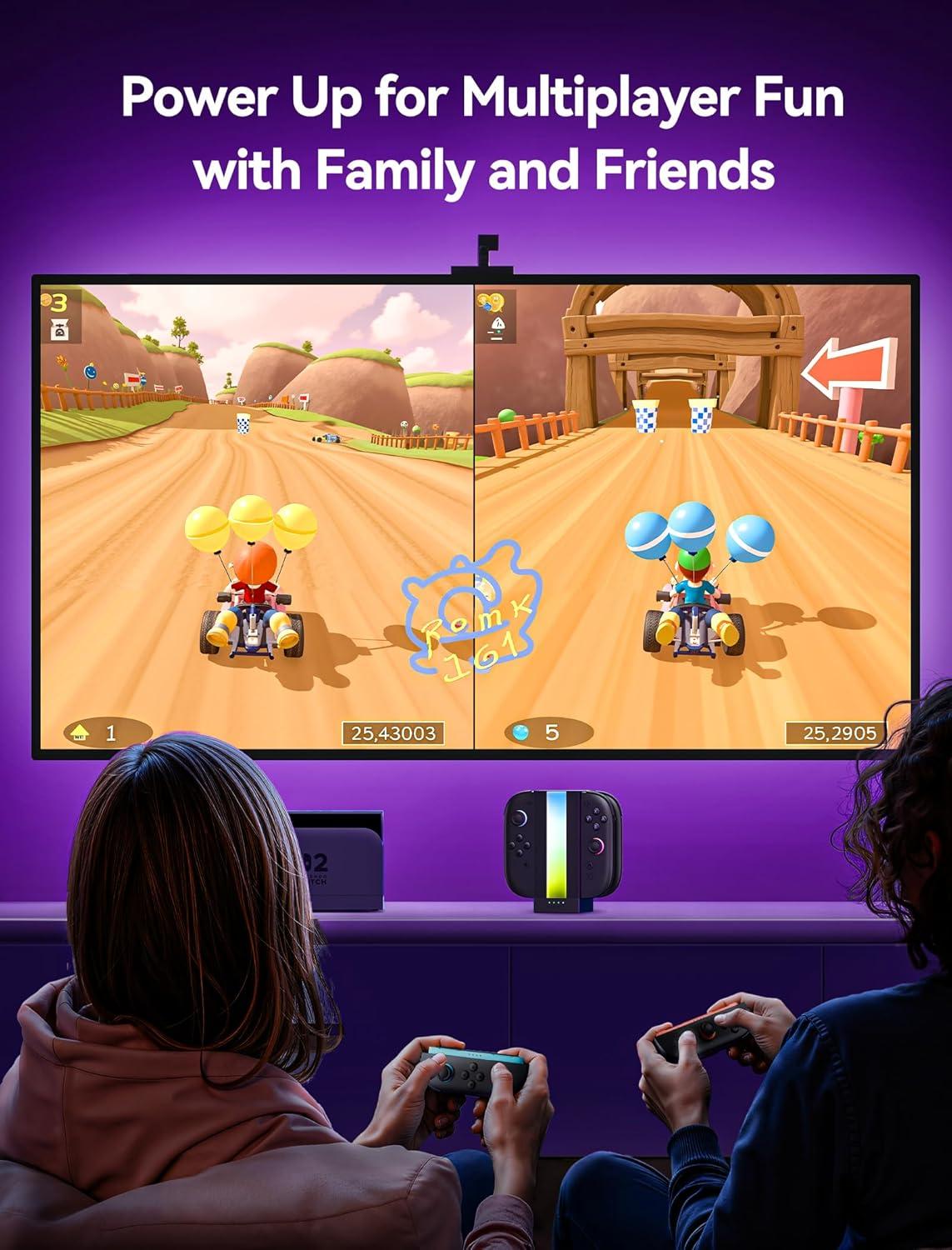 imageJSAUX EnergyFlow Charging Dock for Nintendo Switch 2 JoyCon Controllers 4in1 RGB Magnetic Charger Station LED Indicator for Switch2 JoyCon Accessories with 5FT USB C Cable