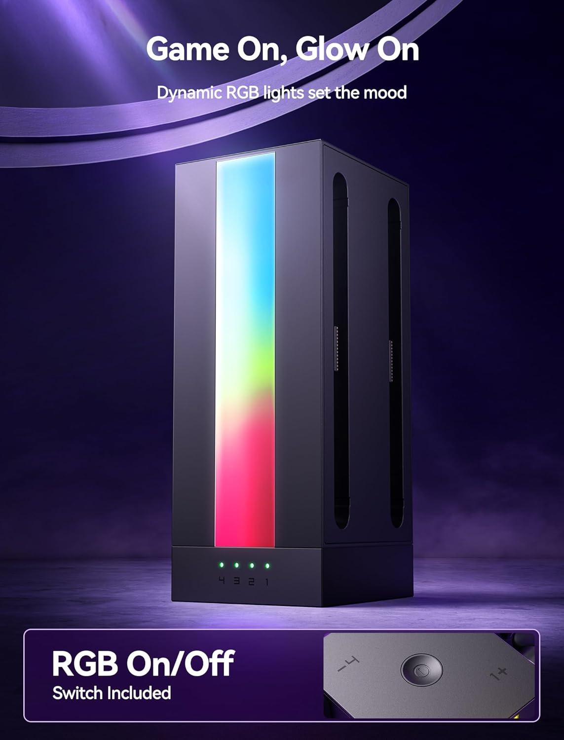 imageJSAUX EnergyFlow Charging Dock for Nintendo Switch 2 JoyCon Controllers 4in1 RGB Magnetic Charger Station LED Indicator for Switch2 JoyCon Accessories with 5FT USB C Cable