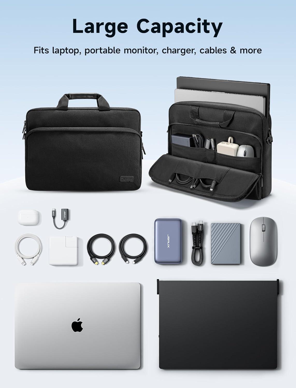 imageJSAUX FilpGo Extended Screen Laptop Bag Premium Durable Travel Business Laptop Case for Notebook Tablet Monitor Black