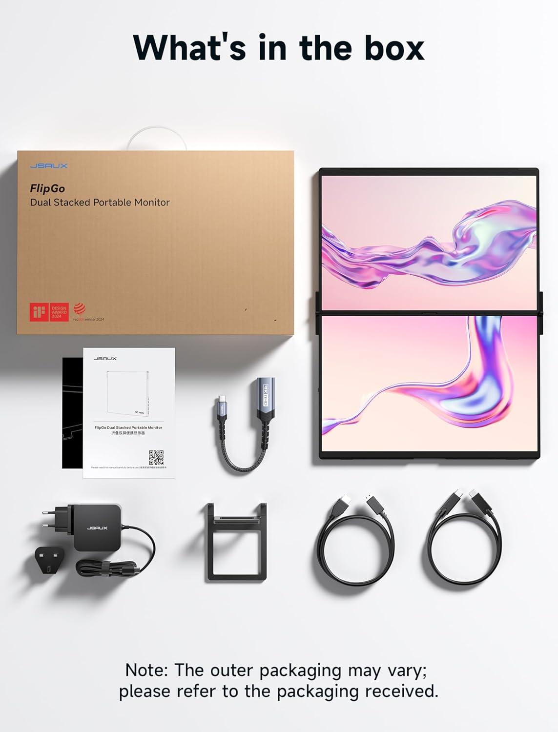 imageJSAUX FlipGo 135quot 22K Dual Touchscreen Portable Monitor Triple Laptop Touch IPS Screen Extender  HiDPI Display  One Cable to Dual Screen  Builtin HUB  Magnetic Design for Windows