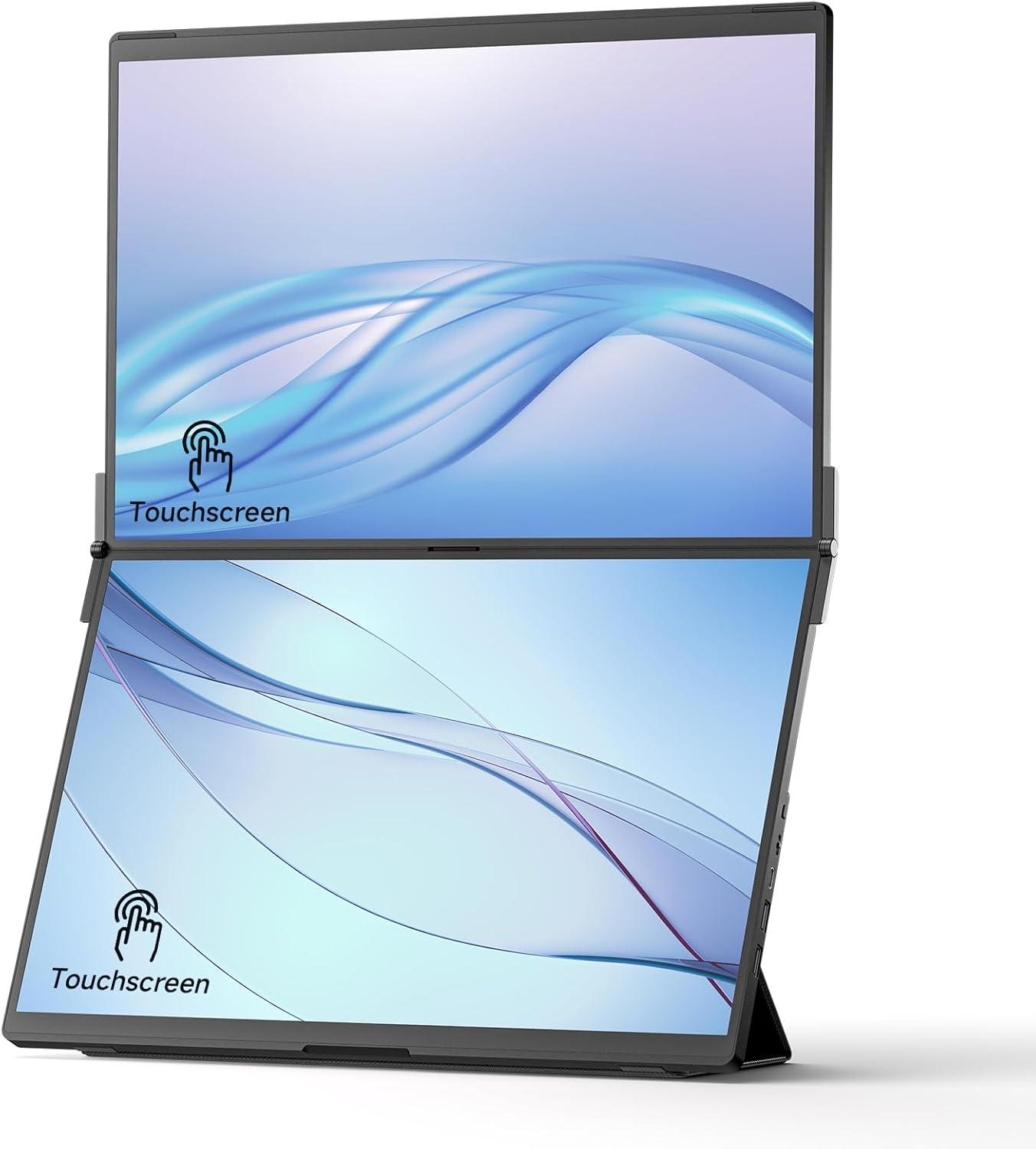 imageJSAUX FlipGo 135quot 22K Dual Touchscreen Portable Monitor Triple Laptop Touch IPS Screen Extender  HiDPI Display  One Cable to Dual Screen  Builtin HUB  Magnetic Design for Windows