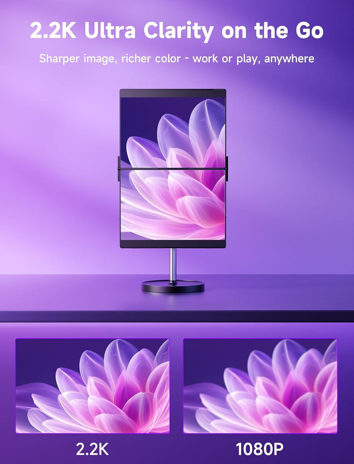 imageJSAUX FlipGo Touchscreen 16quot Dual Portable Monitor 25K Triple Laptop Touch IPS Screen Foldable Extender for Laptopfor WindowsLinux One Cable to DualMagnetic DesignBuiltin HUBHiDPI DisplayPro 135